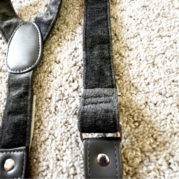 Boys Gray Suspenders Braces Velvet Feel Y-Back Preppy Wedding Silver Clip - Picture 8 of 8